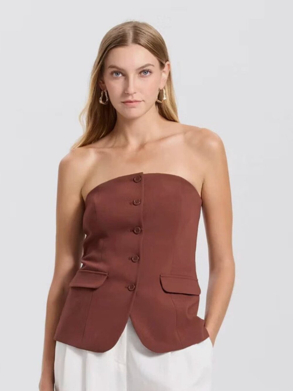 NWT A New Day Buttown-Down Tube Top - Picture 1 of 5